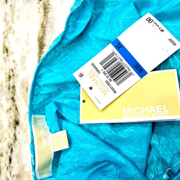 NWT Michael Kors Turgoise Blue With Silver Foil Print - Picture 8 of 9
